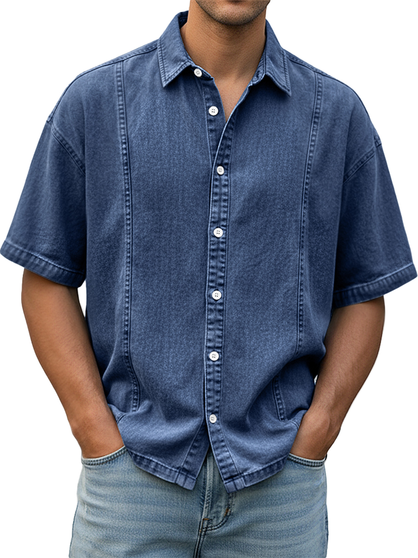 Chemise décontractée et confortable à manches courtes pour homme au design déstructuré