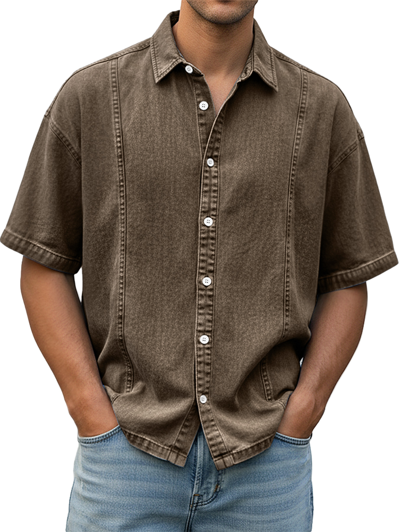 Chemise décontractée et confortable à manches courtes pour homme au design déstructuré