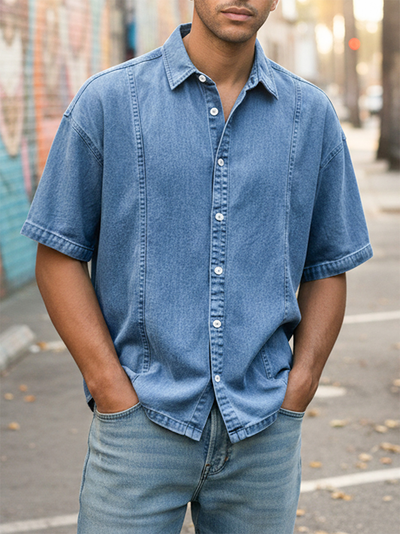 Chemise décontractée et confortable à manches courtes pour homme au design déstructuré