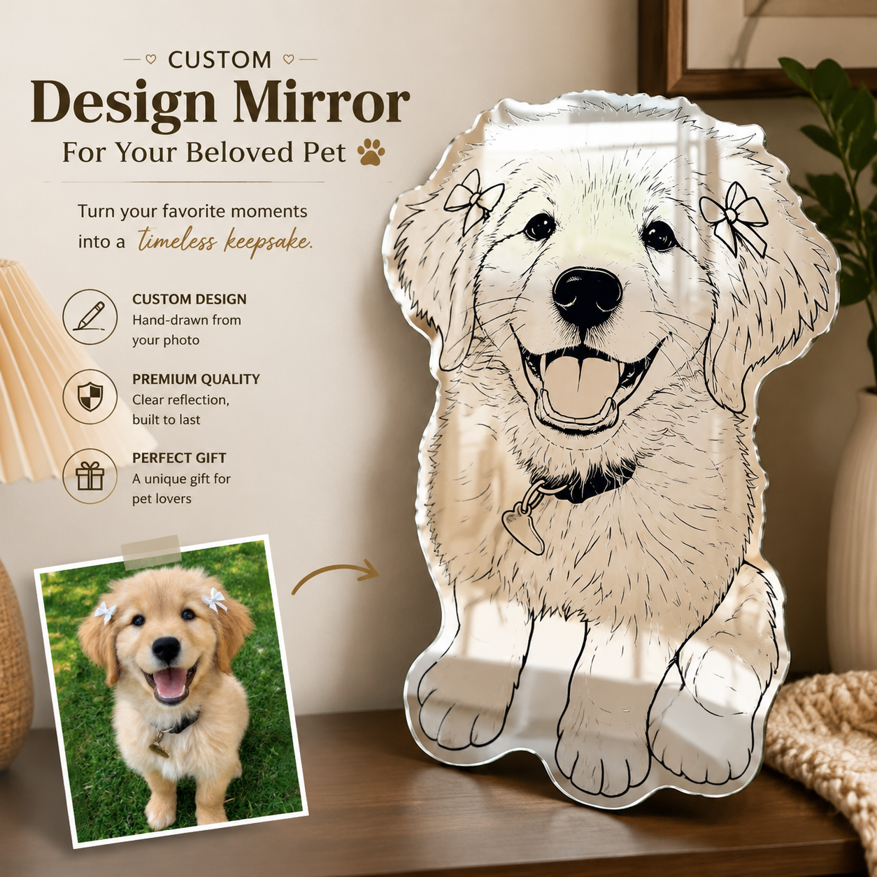 Custom Mirror | Personalized Acrylic Anime & Pet Mirror Wall Decor