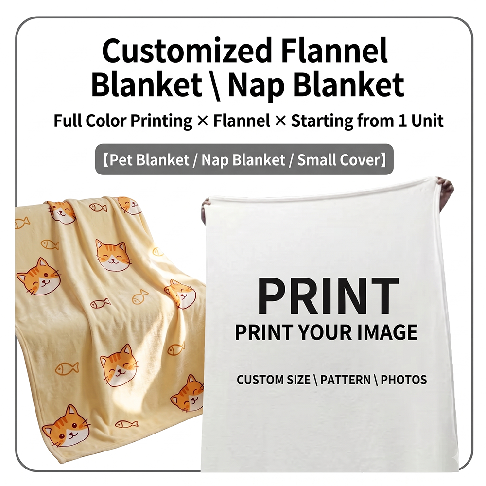 Custom Printed Flannel Blanket – Personalized Photo, Logo & Pattern Throw Blanket