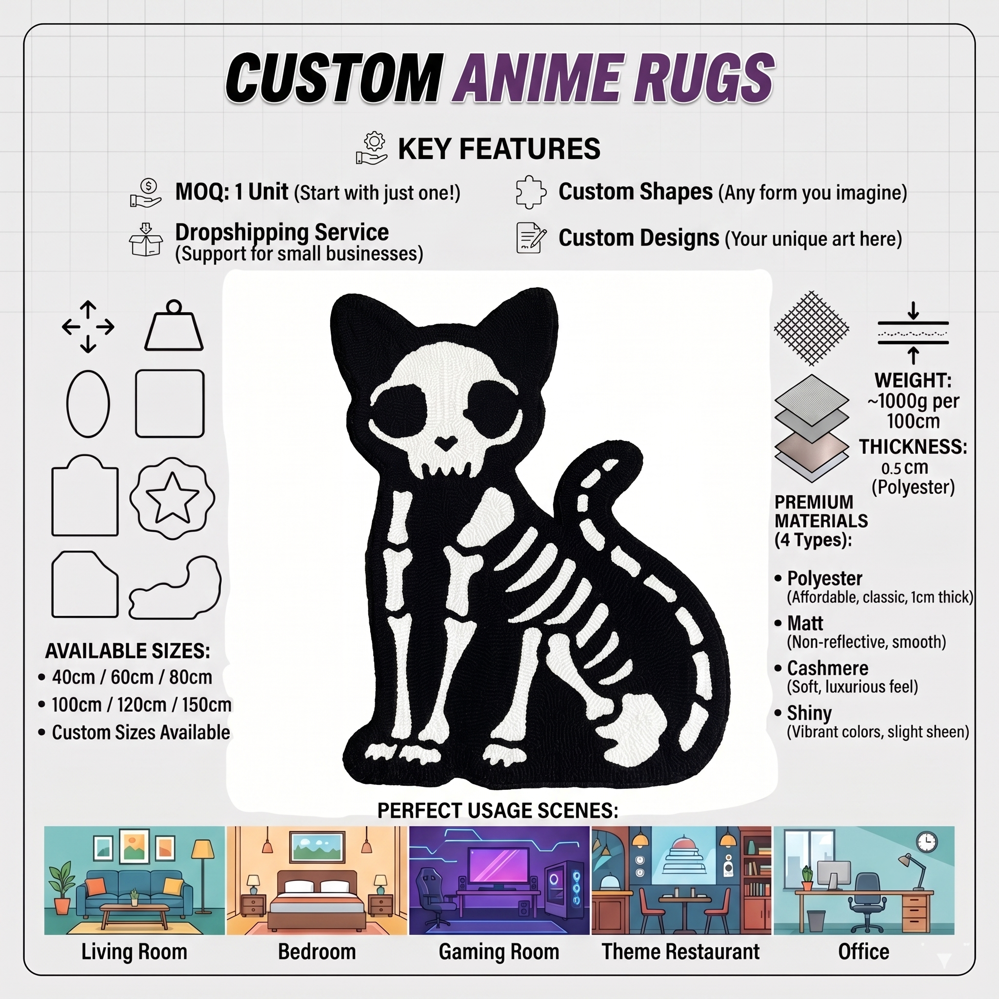 OEM Custom Shape Rug for Wholesale