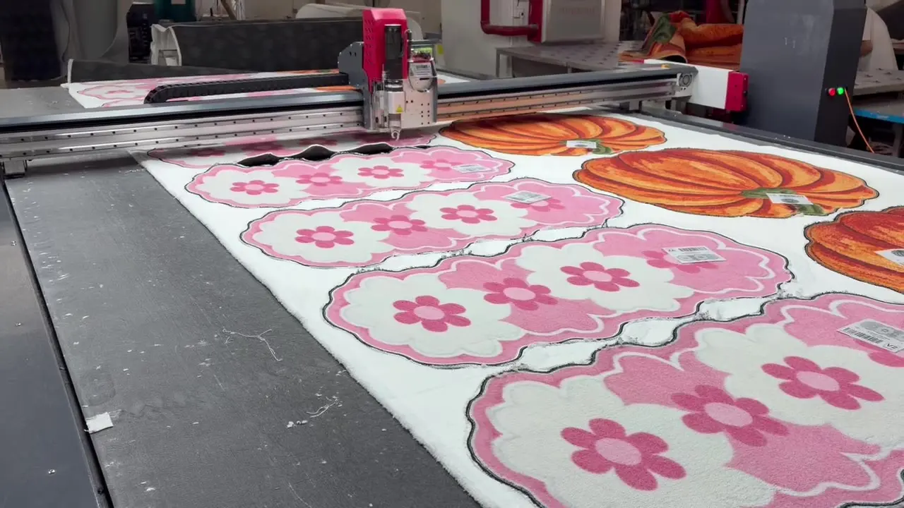 Custom shaped rug precision cutting