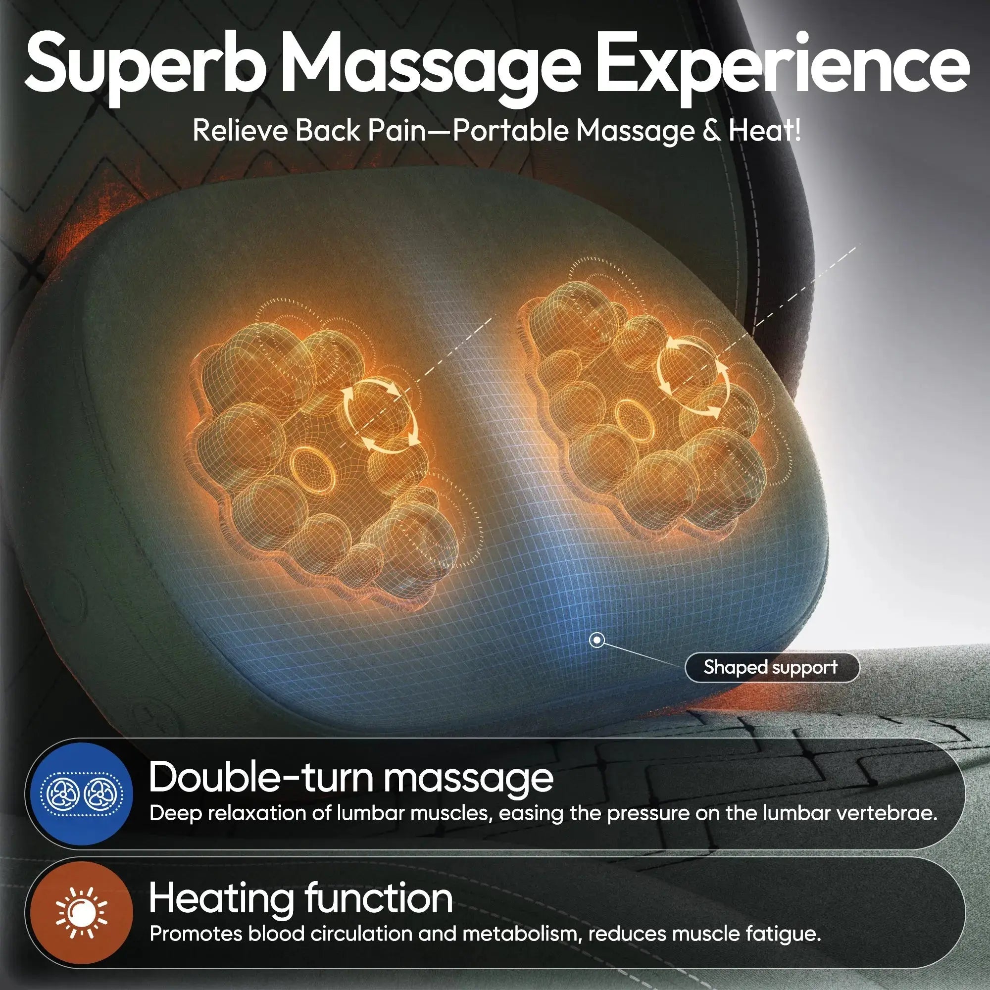 Heated lumbar massage detail
