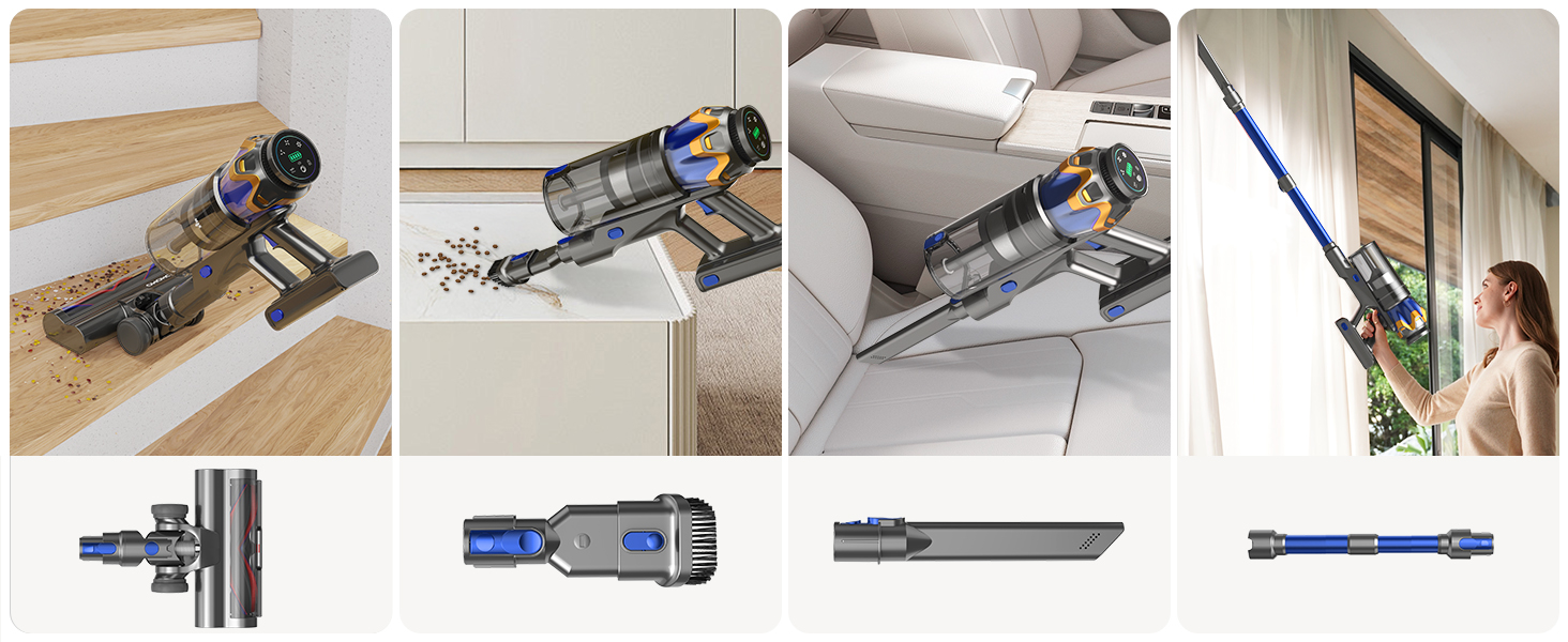 Cordless vacuum cleaning home furniture stairs and car