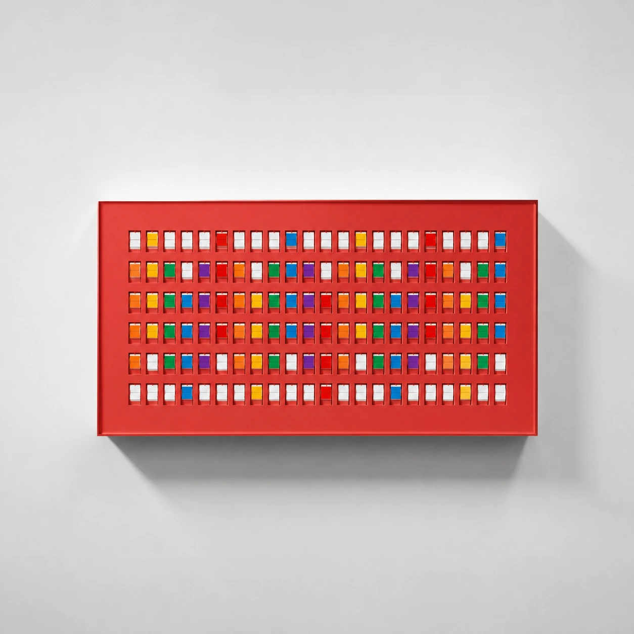 Red 132 Bits color reference — 22-column by 6-row split-flap display