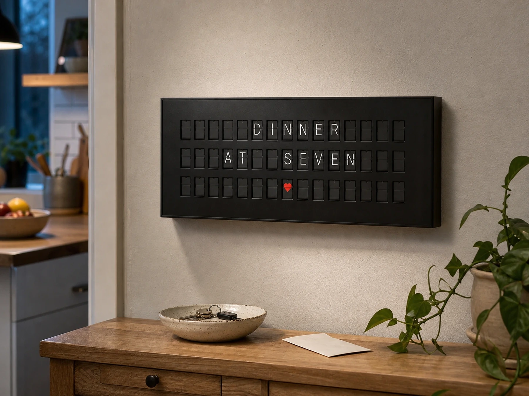 Lifestyle visualization — Black 45 Bits display in a natural home entryway setting