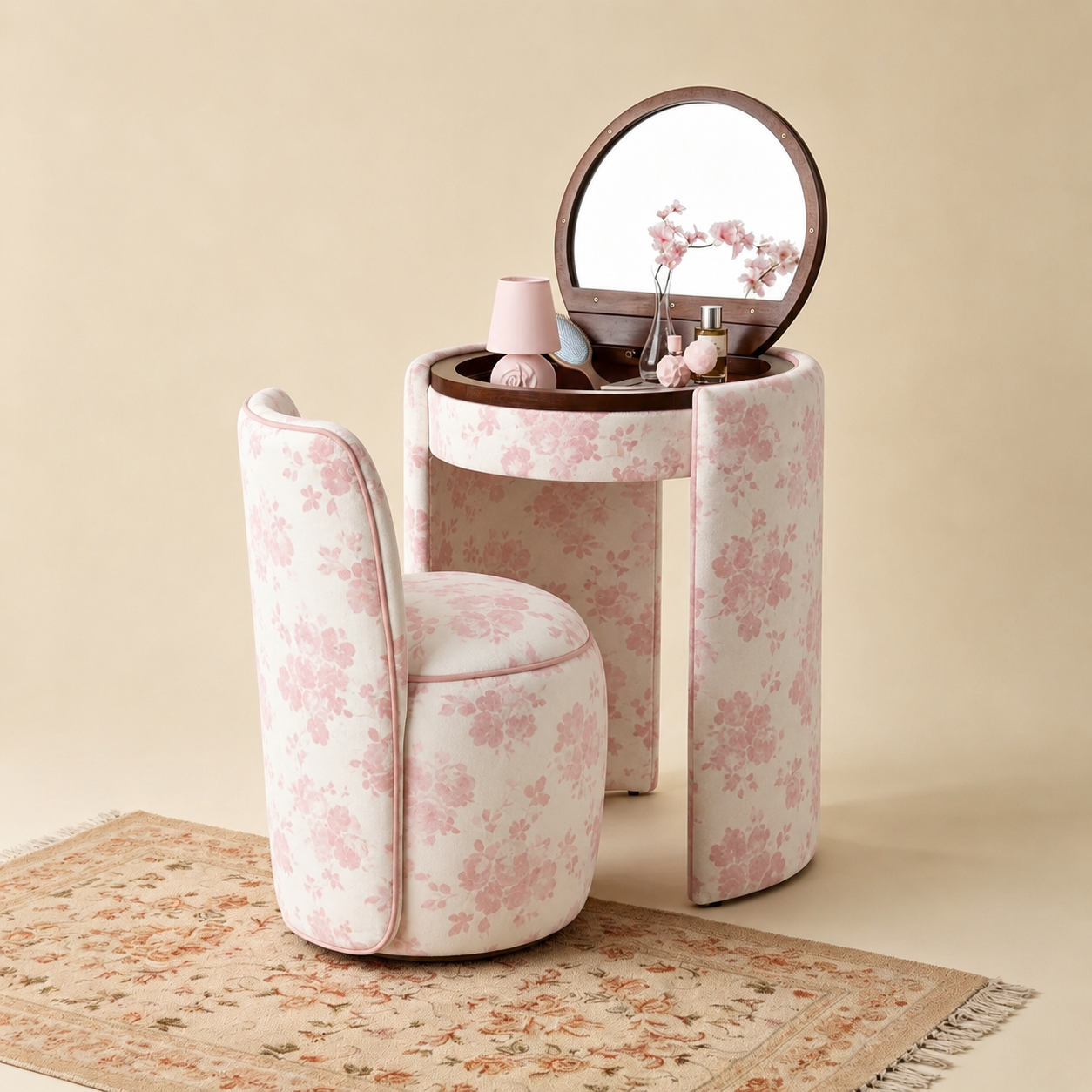 🎉 Exclusive Deal · Limited Stock🎉 Modern Makeup Vanity Set with LED Mirror, Stool & Large Storage