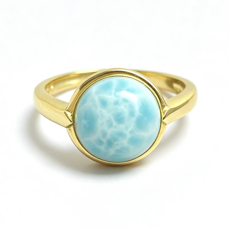 Larimar Bezel Set Adjustable Sterling Silver Ring