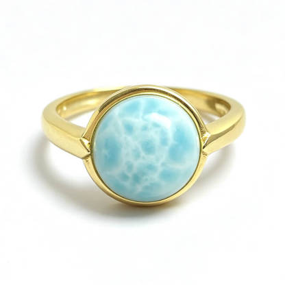 Larimar Bezel Set Adjustable Sterling Silver Ring