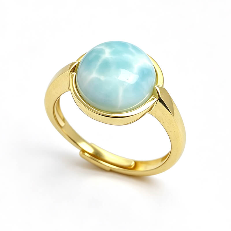 Larimar Bezel Set Adjustable Sterling Silver Ring