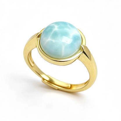 Larimar Bezel Set Adjustable Sterling Silver Ring
