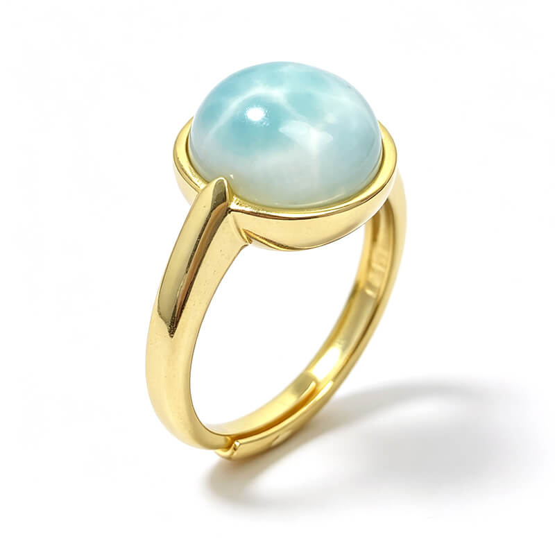 Larimar Bezel Set Adjustable Sterling Silver Ring