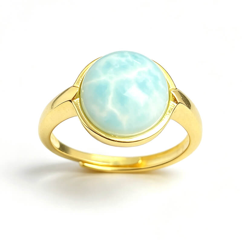Larimar Bezel Set Adjustable Sterling Silver Ring