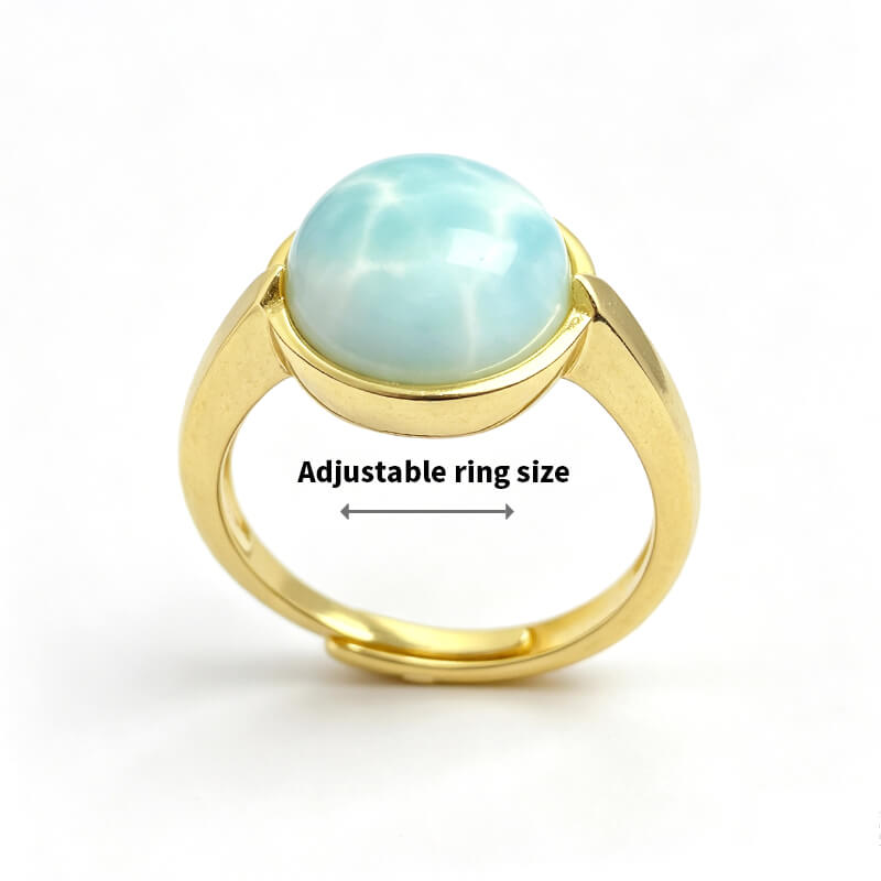 Larimar Bezel Set Adjustable Sterling Silver Ring