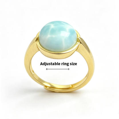 Larimar Bezel Set Adjustable Sterling Silver Ring