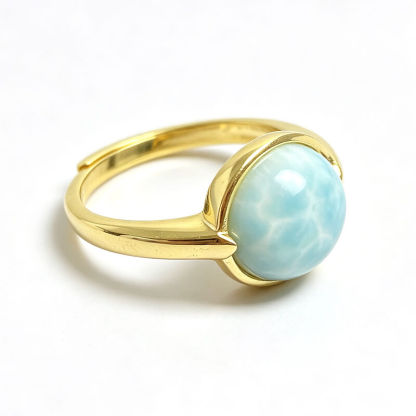 Larimar Bezel Set Adjustable Sterling Silver Ring