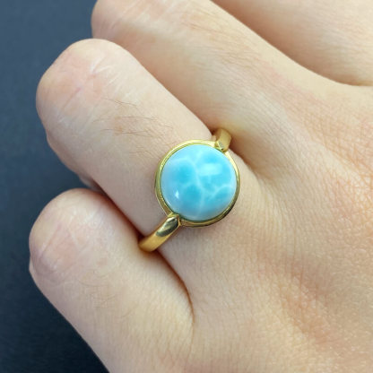 Larimar Bezel Set Adjustable Sterling Silver Ring