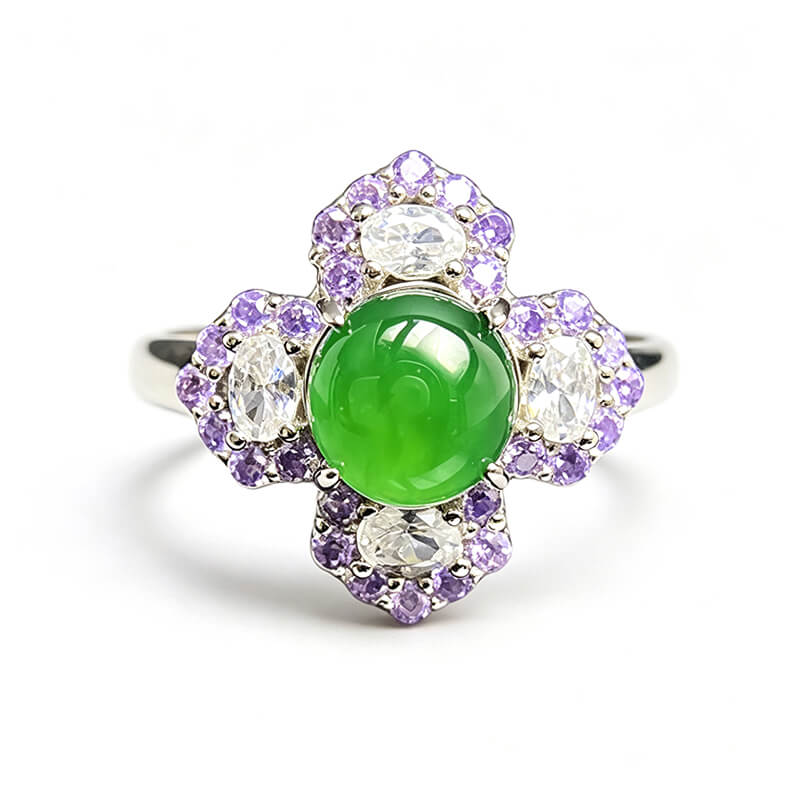 Clover Verdant Jade Sterling Silver Ring