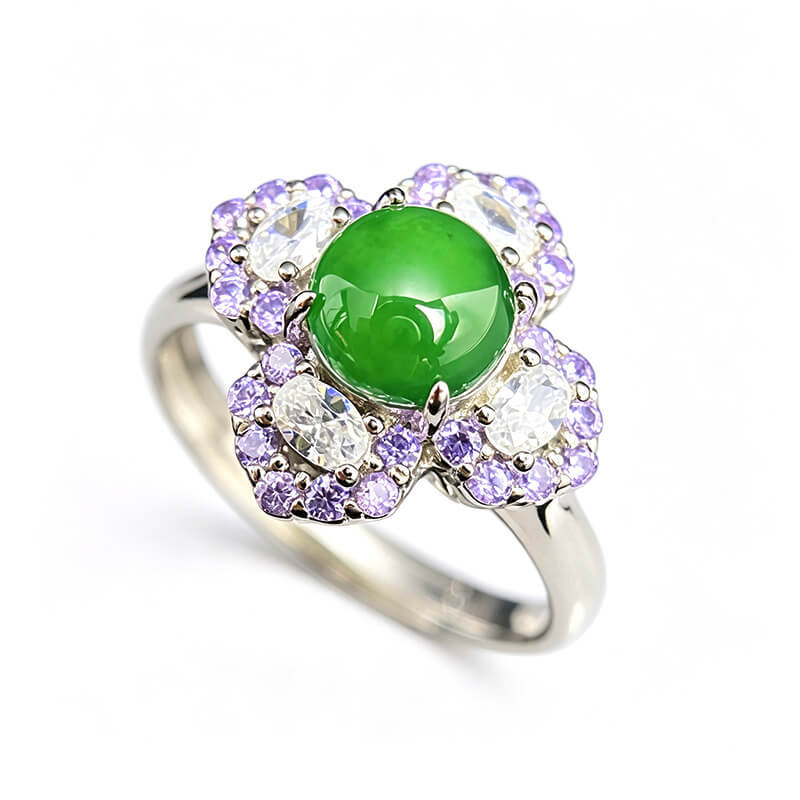 Clover Verdant Jade Sterling Silver Ring
