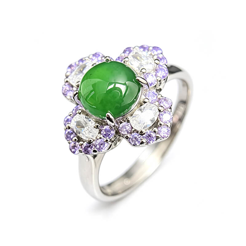 Clover Verdant Jade Sterling Silver Ring