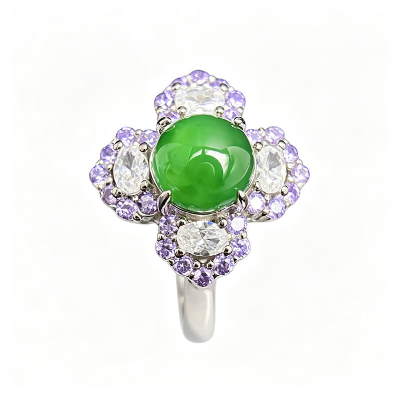 Clover Verdant Jade Sterling Silver Ring