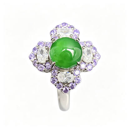 Clover Verdant Jade Sterling Silver Ring