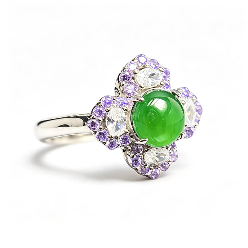 Clover Verdant Jade Sterling Silver Ring