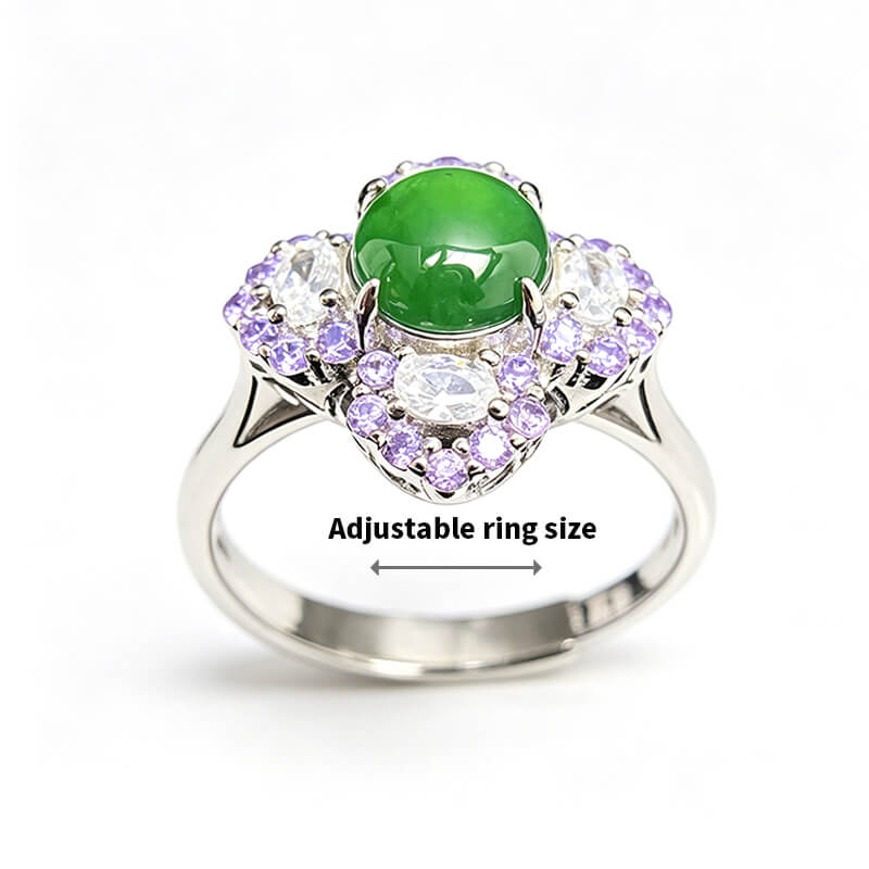 Clover Verdant Jade Sterling Silver Ring