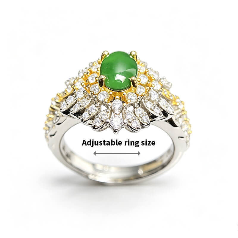 Sun Feather Jade Sterling Silver Ring
