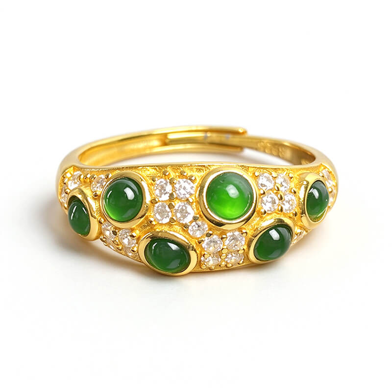 Multi Gem Jade Dome Band Ring