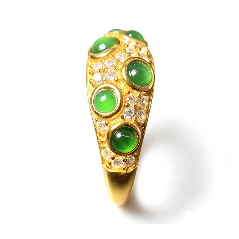 Multi Gem Jade Dome Band Ring
