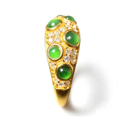 Multi Gem Jade Dome Band Ring