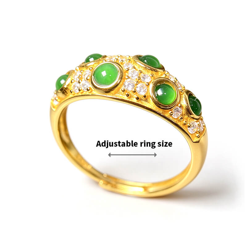 Multi Gem Jade Dome Band Ring