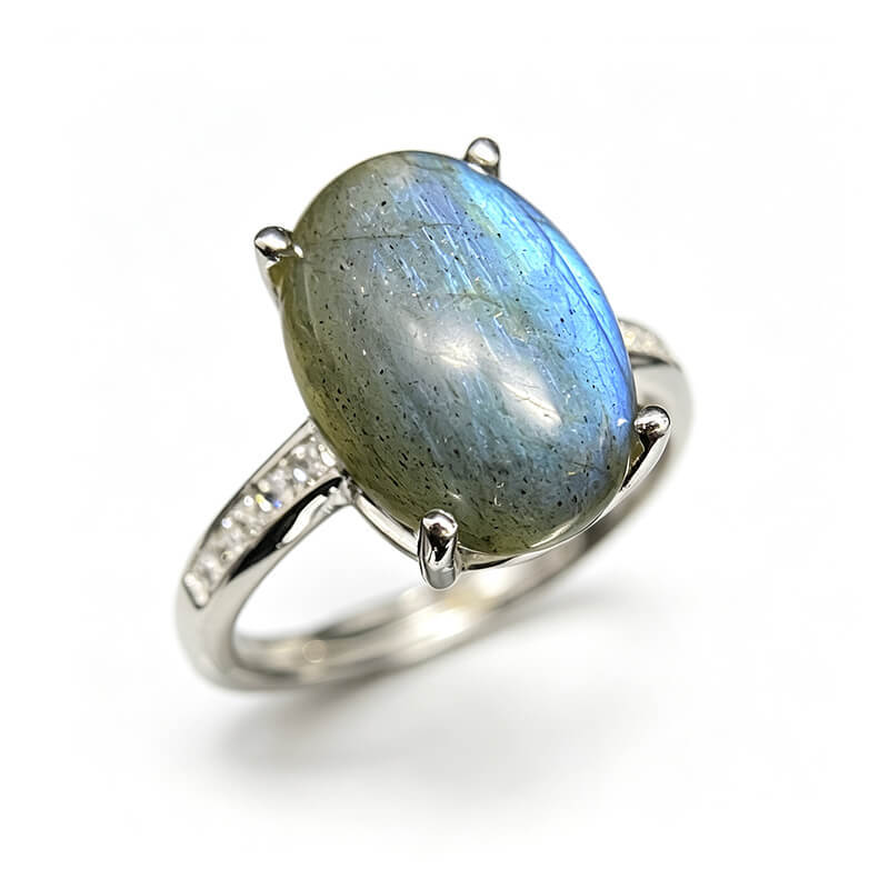 Aurora Labradorite Prong Set Ring