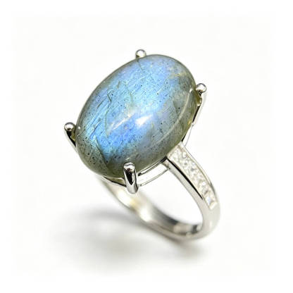 Aurora Labradorite Prong Set Ring