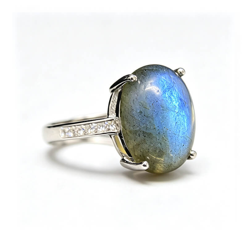 Aurora Labradorite Prong Set Ring