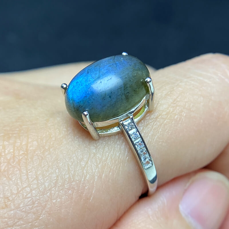 Aurora Labradorite Prong Set Ring
