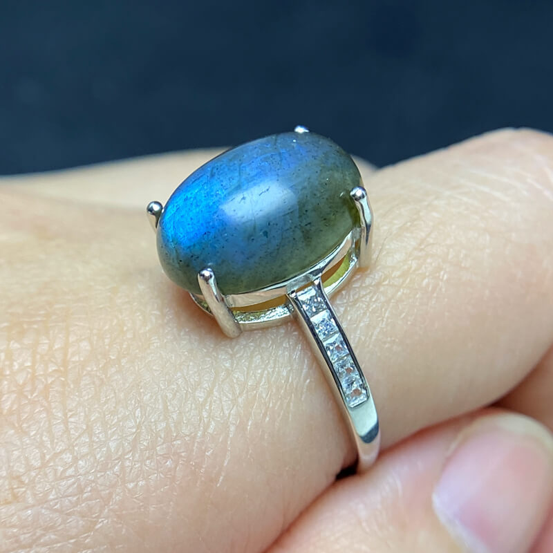 Aurora Labradorite Prong Set Ring