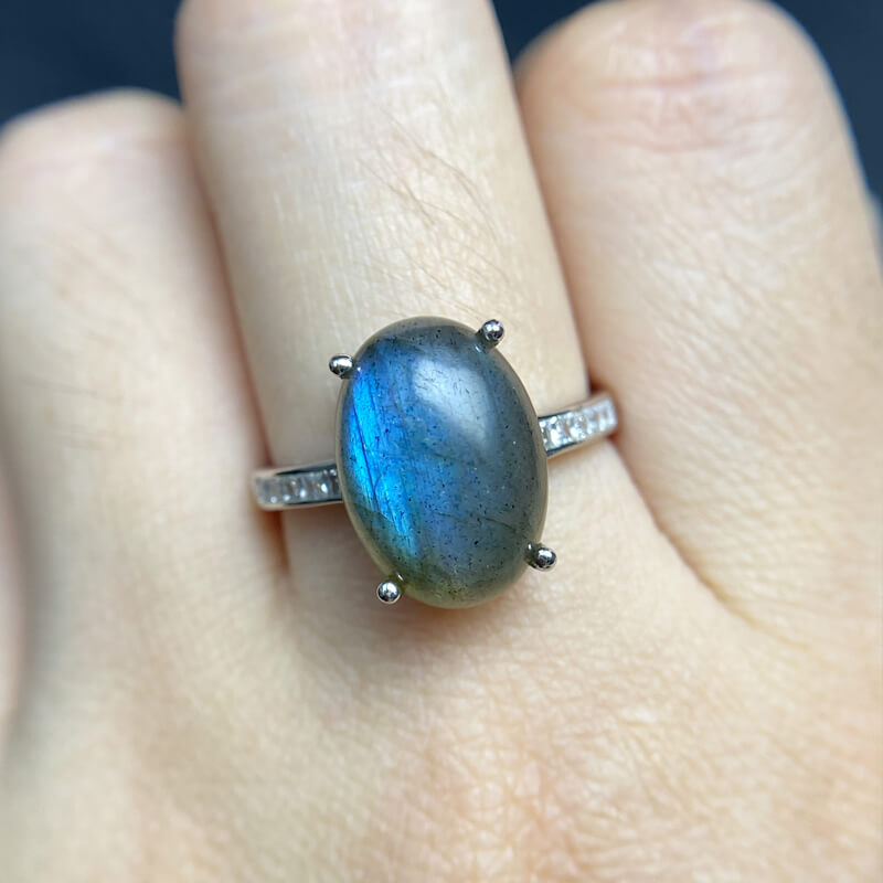 Aurora Labradorite Prong Set Ring