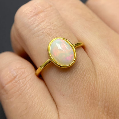 Elara Minimalist Opal Statement Ring