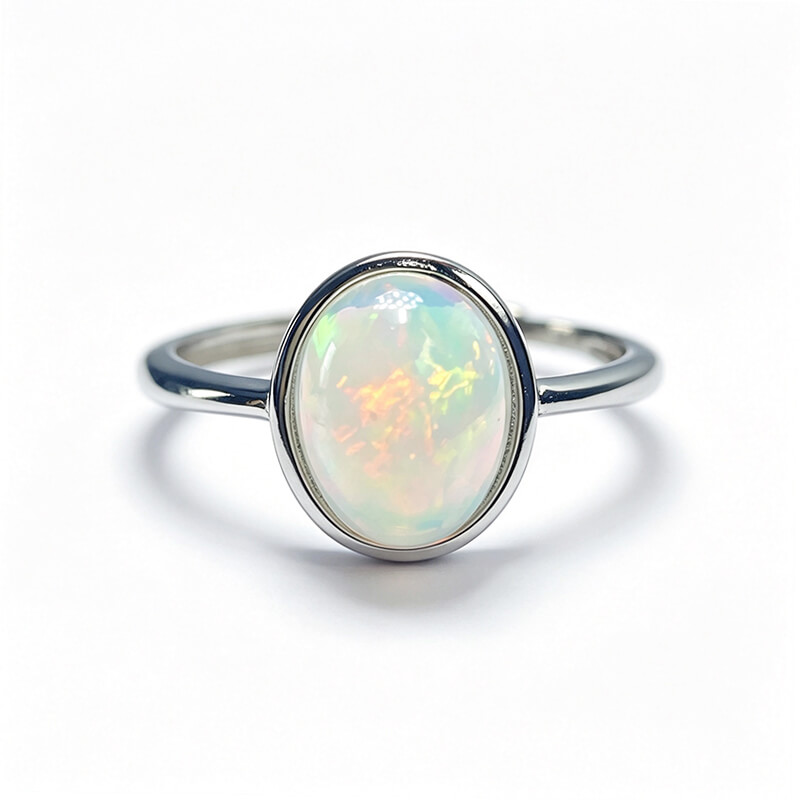 Celeste Minimalist Oval Opal Dainty Ring
