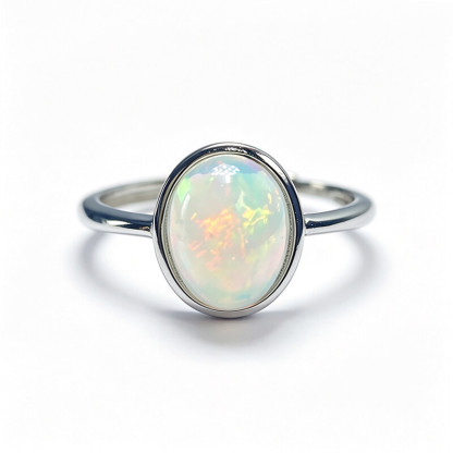 Celeste Minimalist Oval Opal Dainty Ring