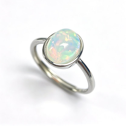 Celeste Minimalist Oval Opal Dainty Ring