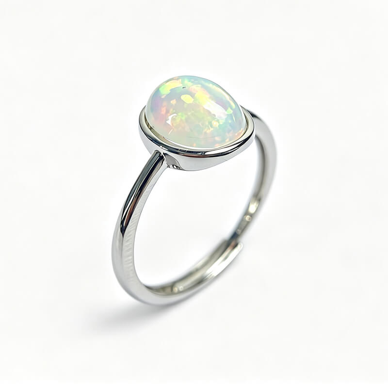 Celeste Minimalist Oval Opal Dainty Ring