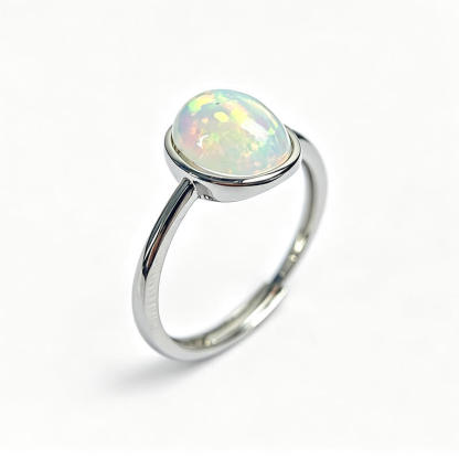 Celeste Minimalist Oval Opal Dainty Ring