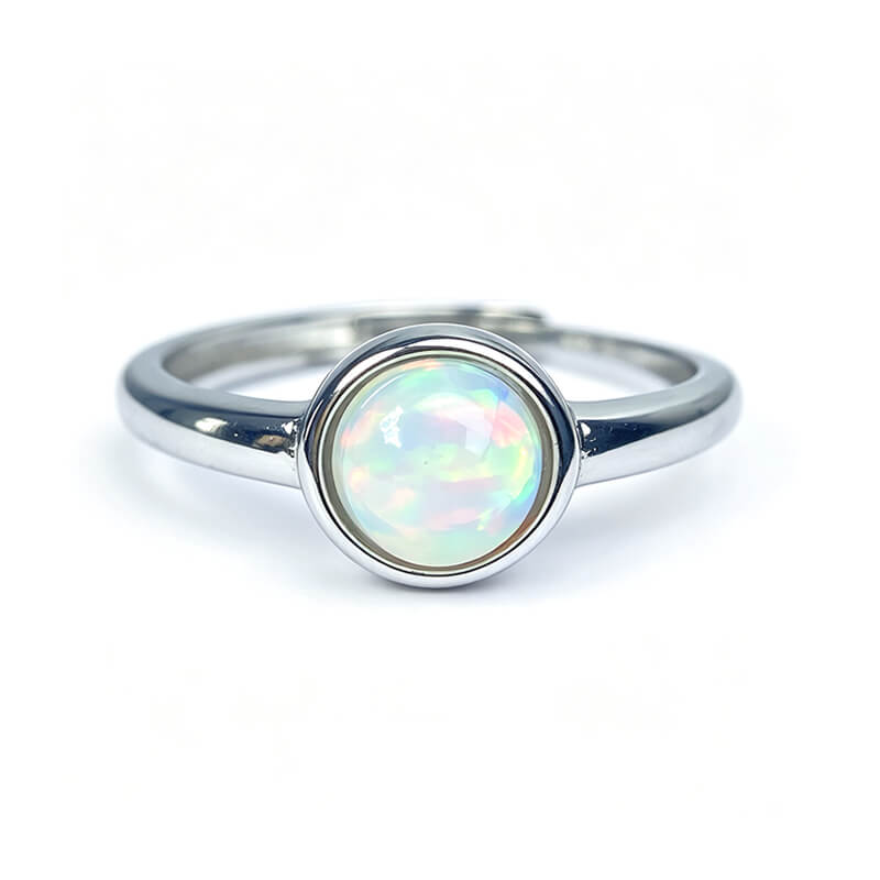 Maren Minimalist Round Opal Dainty Ring