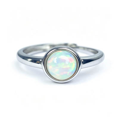 Maren Minimalist Round Opal Dainty Ring