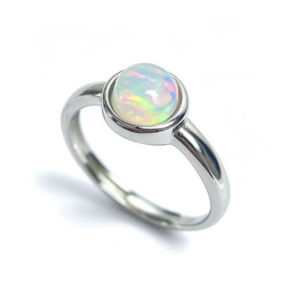 Maren Minimalist Round Opal Dainty Ring