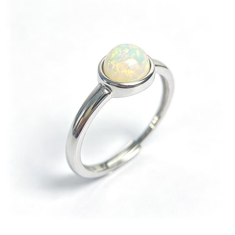 Maren Minimalist Round Opal Dainty Ring